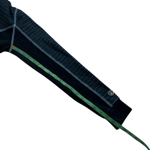 KUHL Chianti Fleece Hooded Full Zip Sweater Jacket Size Small Womens Blue Stripe - Picture 10 of 10